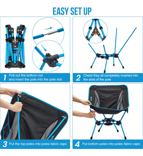 Silla Plegable Ultraligera Compacta Para Camping Y Mochilero