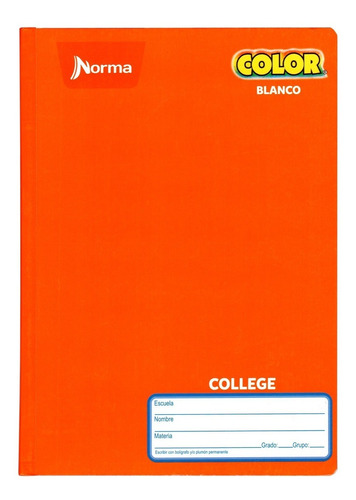 Cuaderno College 100h Norma Color 360 Cosido Blanco Pieza