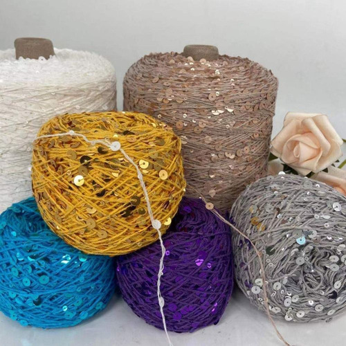 Hilo De Algodón Con Lentejuelas Para Tejer Muñecas, 50 Bolas
