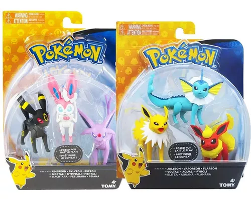 Bonecos Evolução Eevee Flareon Jolteon Vaporeon Pokémon