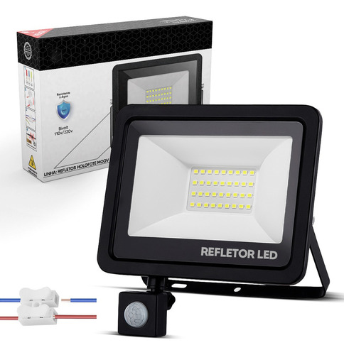 Refletor 100w Luz Branco Frio 6500k Sensor De Presença Nvc