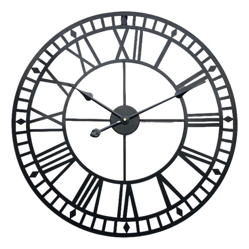 Reloj De Pared Romano Redondo De Hierro Negro. Y