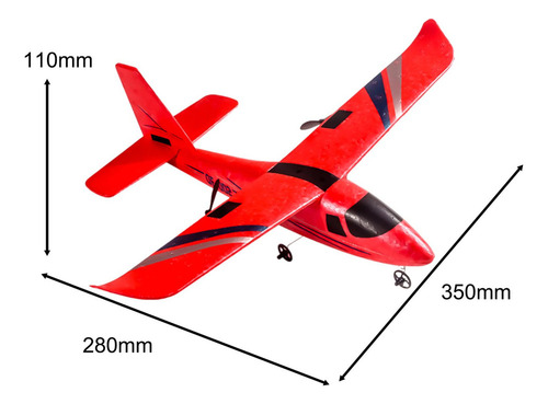 Okk Avión De Control Remoto De 2 Canales 2 Baterías Rojas