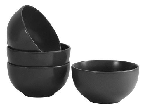 Juego De 4 Bowls De Cerámica Crown Baccara Color Negro