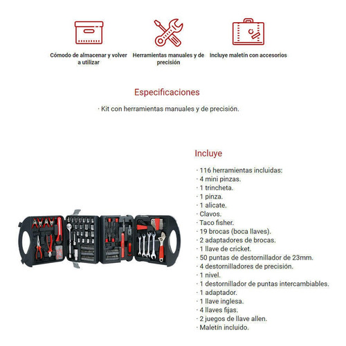 Kit De Herramientas Nappo 116 Piezas Y Maletin