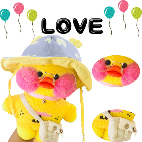 Peluche De Pato Lalafanfan Con Ropa, Regalo De Cumpleaños, 3