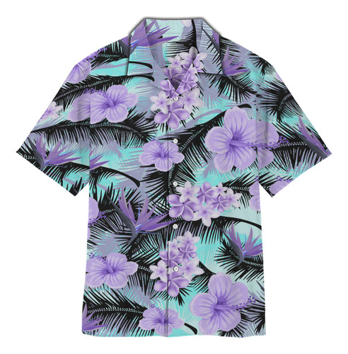 Camisa Hawaiana Playa Verano Para Hombre Con Flores Tr Ou