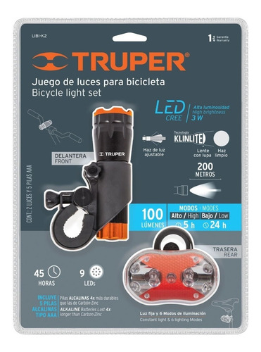 Lamparas Luz Bicicleta Delantera Trasera Alta Seguridad Kit