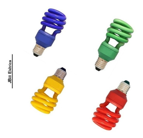 Lâmpada Colorida Espiral 15w 127v E27 Cores Kit 5 Peças