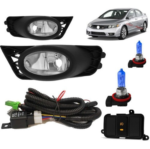 Kit Farol Milha Aux Neblina Lamp Branca Civic G8 2009 A 2011