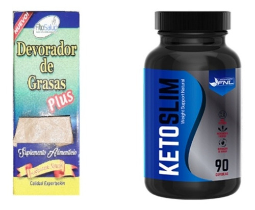 Keto Slim 90 Caps + Devorador De Grasa En Gotas Plan 30 Dias