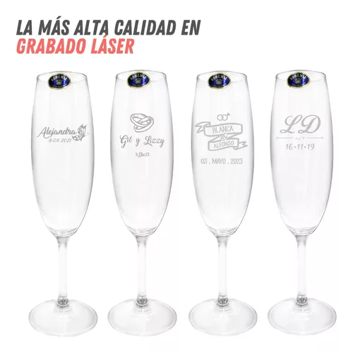 Copas de vino personalizadas, copas de vino grabadas, copa de vino de boda  -  México