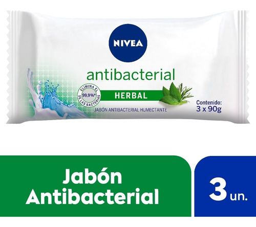 Jabon En Barra Nivea Antibacterial Herbal 3 Un X 90 Gr