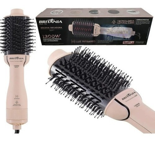 Escova Secadora Britânia Bec07r Soft 4 Em 1 1300w Cor Rosa 110V/220V