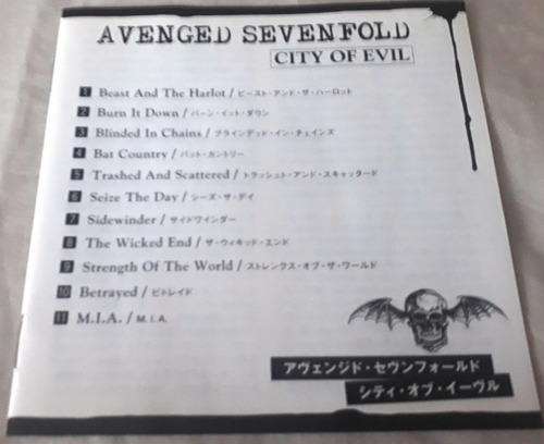 Cd Avenged Sevenfold - City Of Evil 1era Ed. Japonesa Heavy (Usado)