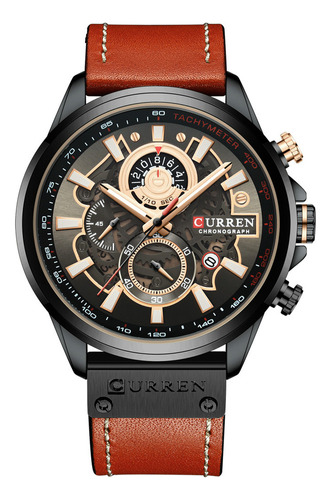 Reloj Curren Technos 8380 De Cuero 3 Atm De Lujo For Hombre