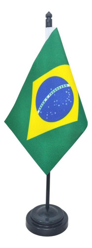 Bandeira Mesa Brasil (10x14cm) Dupla Face C/ Mastro 27,5 Cm