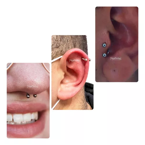 Piercing Kit 10un Ferradura Orelha Boca Septo Aço Cirúrgico