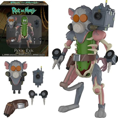 Figura De Acción De Pickle Rick, Modelo De Casco De Ratón