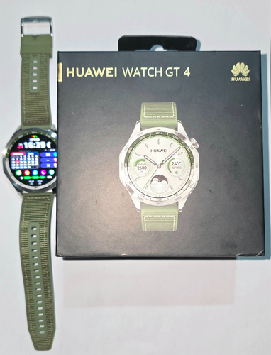 Smartwatch, Huawe| Watch Gt 4 46mm Verde + 6 Pulseiras Reser Prateado Verde Prateado (Usado)