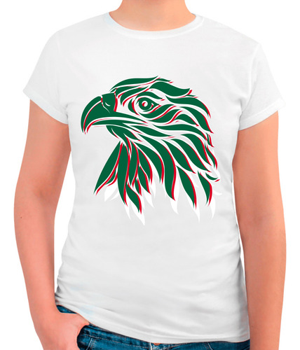 Playera Cuello Redondo Para Mujer Águila Tricolor México