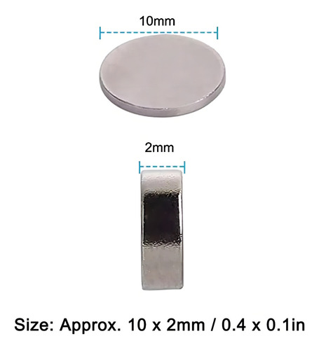 100 piezas imanes super fuertes neodimio disco 5 mm x 1 mm color gris