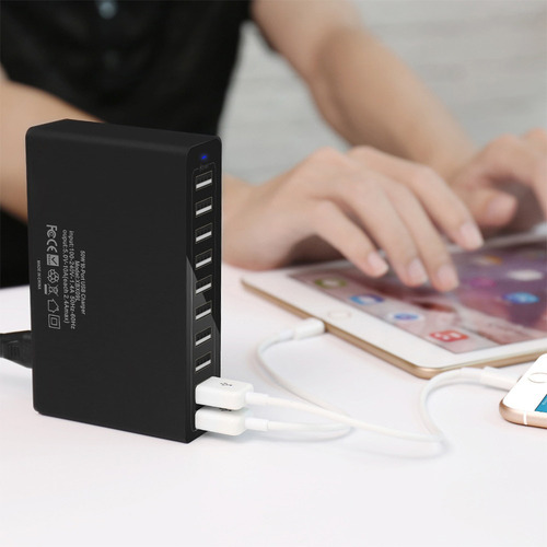 Estación De Cargador Usb Múltiple De 60 W Carga Rápida 10
