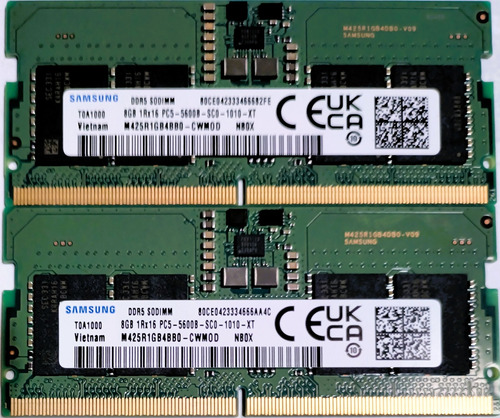 Nueva Memoria Ram Ddr5 Sodimm 16gb (2x8gb) 5600 Mhz (laptop) (Usado)