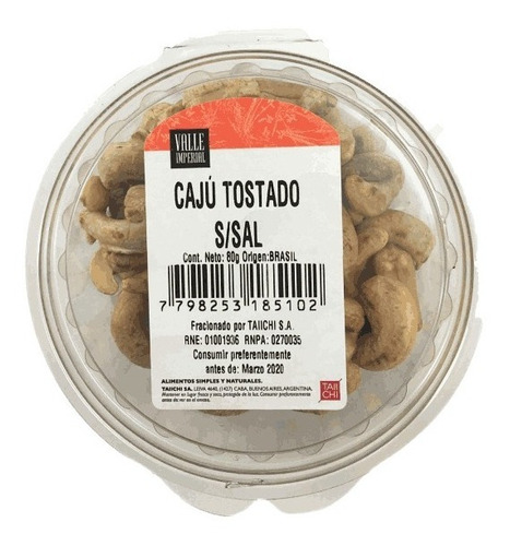 Castaña De Caju Tostada Sin Sal 80 Gr