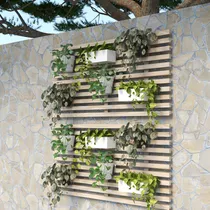 Comprar Painel Jardim Vertical Madeira Organizadora Floreira Treliça Estrutura Madeira Natural Lixada Planta Madeira Pinus