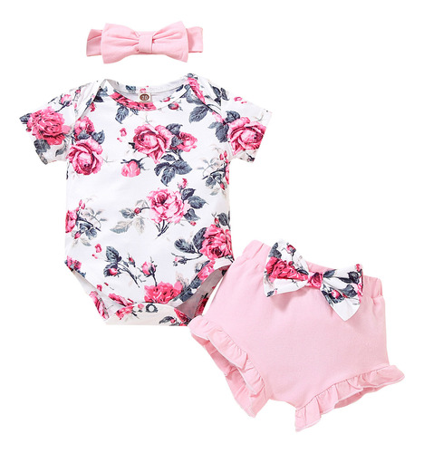 Mono Con Estampado Floral Q Bowk 9451 Para Bebés Y Niñas