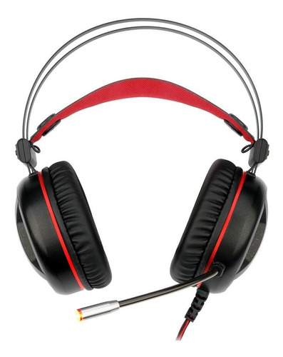 Fone de ouvido over-ear gamer Redragon Minos H210 preto e vermelho com luz LED