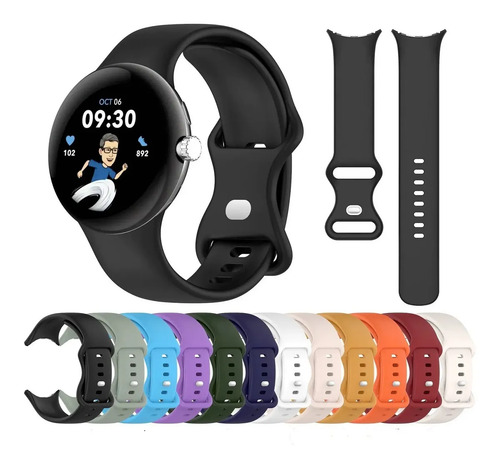 Pulseira Compatível Smartwatch Google Pixel Silicone Sport Cor Preto