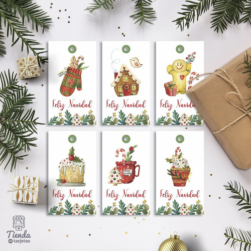 Imagen 2 de 3 de Etiquetas Tags Imprimibles Comida Galletitas Dulces Navidad