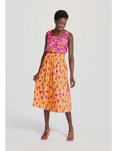 Saia Midi Com Estampa Floral Cintura Alta Hering Parcelamento