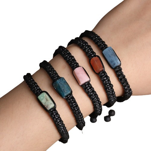 Pulsera Piedra Natural Minimalista Tejido Plano