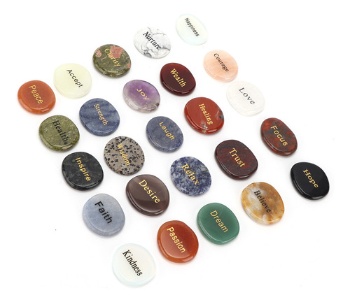 Juego De Piedras Rúnicas Grabadas, 25 Piezas, Cristal Natura