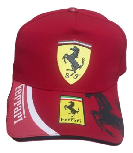 Gorra Ferrari Vicera Curva, Color Roja F1 Importada