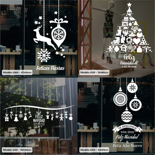 Imagen 4 de 7 de Vinilos Decorativo Vidriera Navidad Fiestas Año Nuevo Regalo