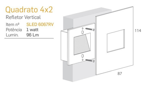 Balizador Led Vertical Para Caixa 4x2 1w Sled6067rv 3000k