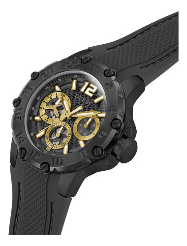 Reloj Guess Para Hombre, 46 Mm, Esfera Negra Con Silicona Ne