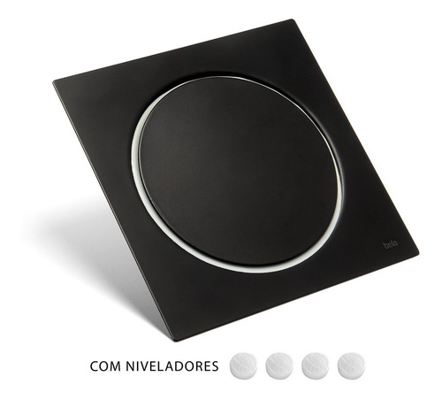 Ralo Click Inteligente De Banheiro 15x15 Cm Inox Preto Fosco