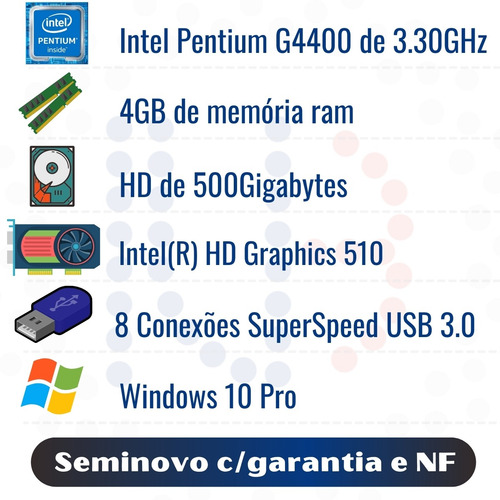 Imagem 2 de 7 de Cpu Pc Barato Lenovo M910s Pentium G4400 3.30ghz 4gb 500gb