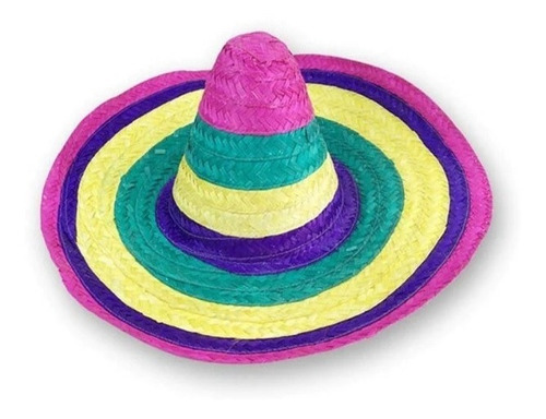 Sombrero De Paja Mexicano Colores Fiesta Mexicana