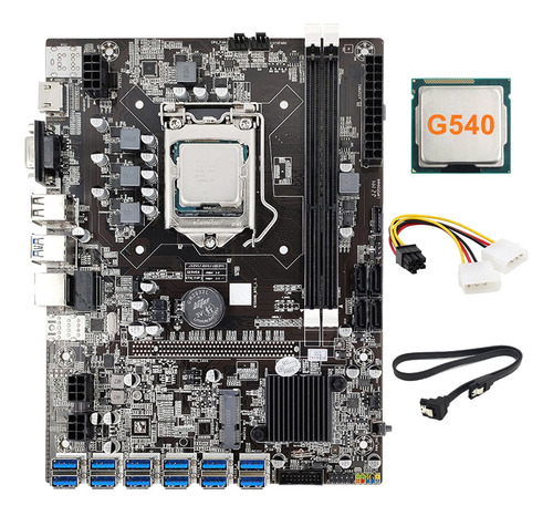 Placa Base De Minería De 12 Tarjetas B75+cpu G540+alimentaci