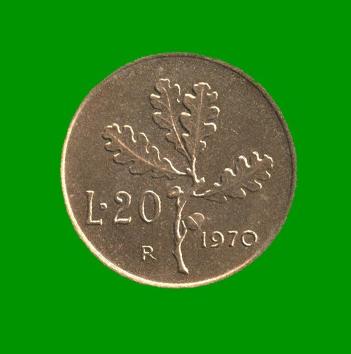 Moneda De Italia 20 Liras, Año 1970, Estado Usada.-