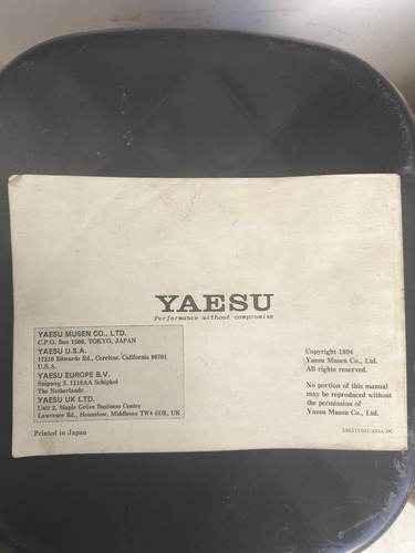Manual Yaesu Ft-2500m Operating Manual Blanco 2m (Usado)