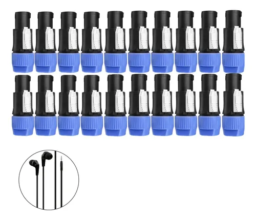 comprar Kit 20 Conectores Plug Speakon 4 Polos Macho Roxtone Rp031