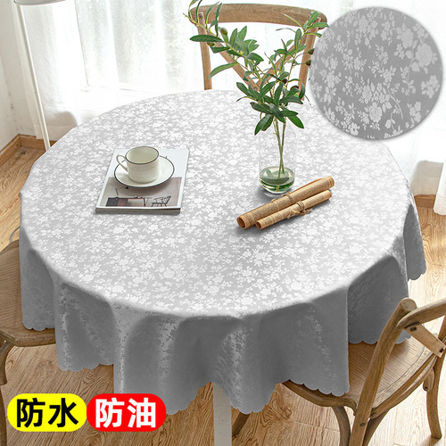 Cinza Rosa Prateado - Toalha De Mesa Redonda De 1,8 M (aplic