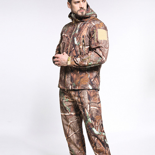 Chaqueta De Camuflaje Suave De Forro Polar Cálido Para Hombr